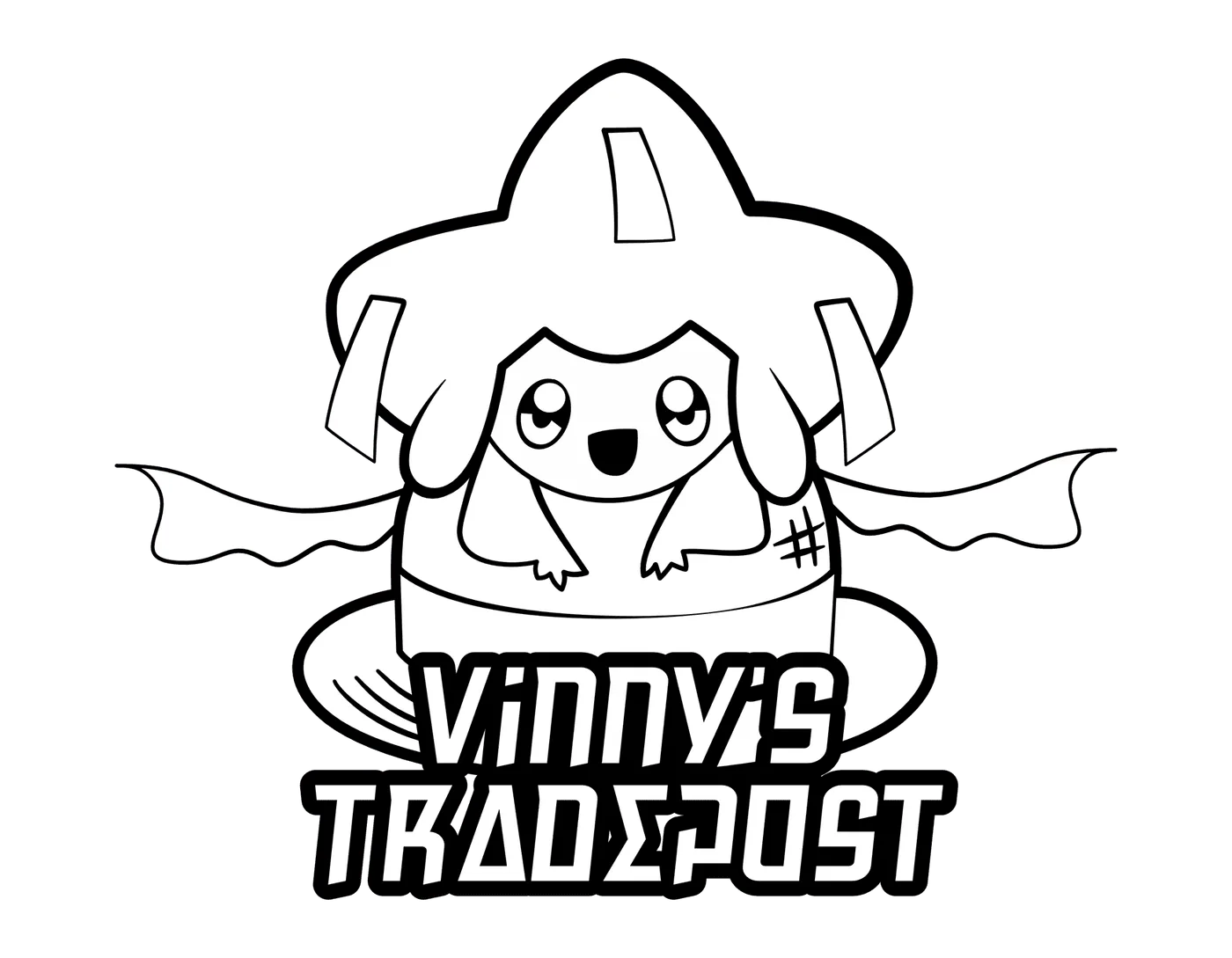 One-colour black line-art version of the Vinny's Tradepost lockup, for single-colour printing