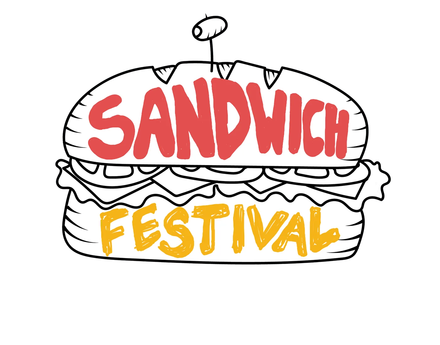 One-colour variant of the Sandwich Festival logo with the fillings left as line art