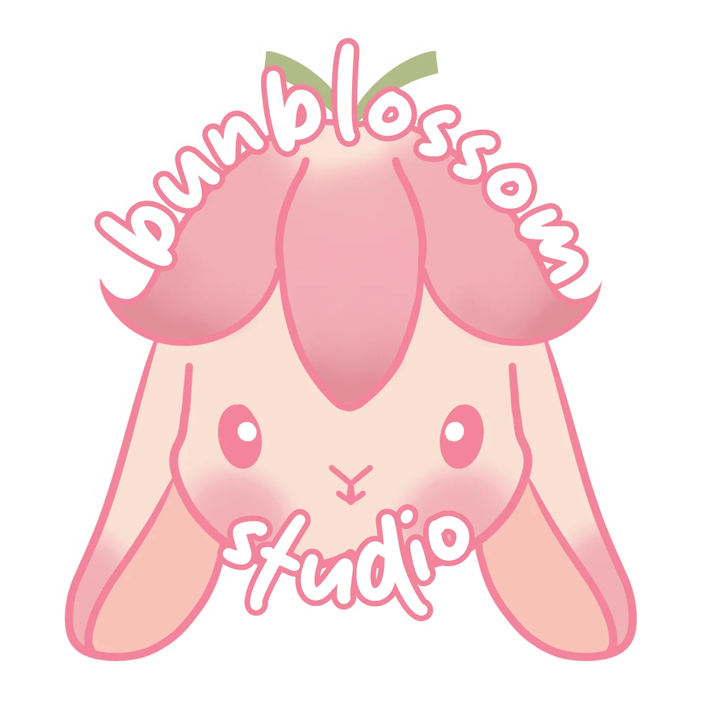 Primary Bunblossom Studio logo on white, with the name hand-lettered in rounded script around the bunny
