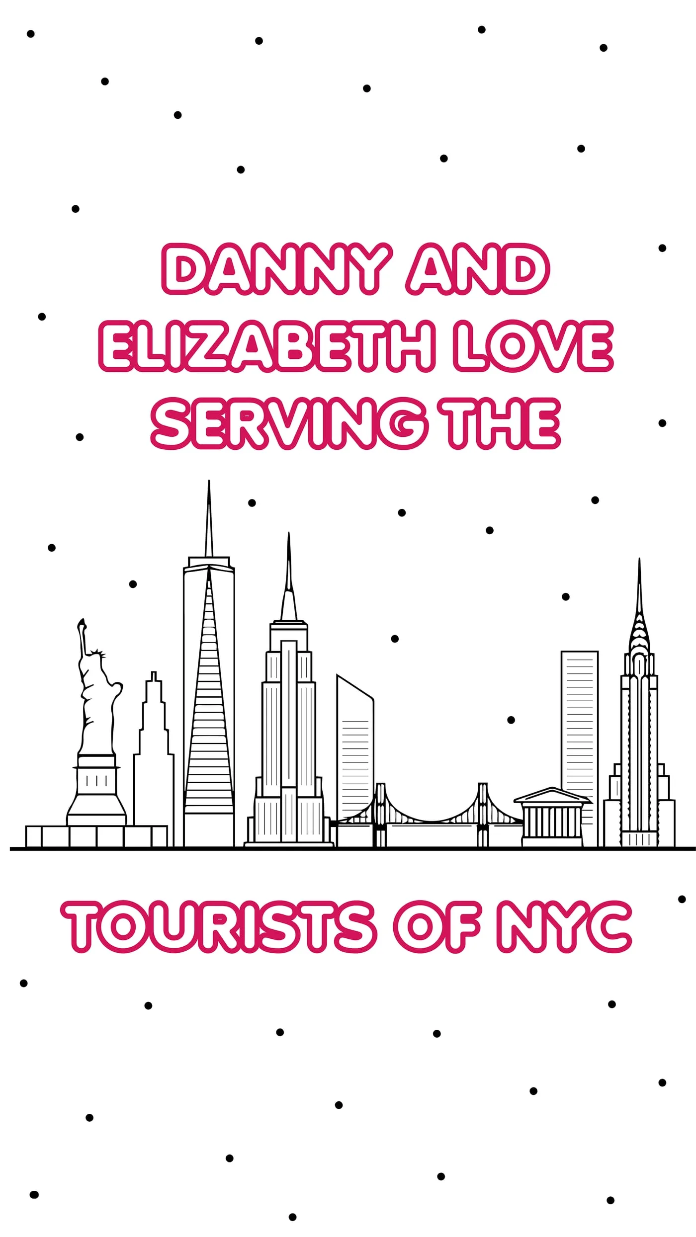 Slide about the vendors serving the tourists of New York, with a line-drawn city skyline