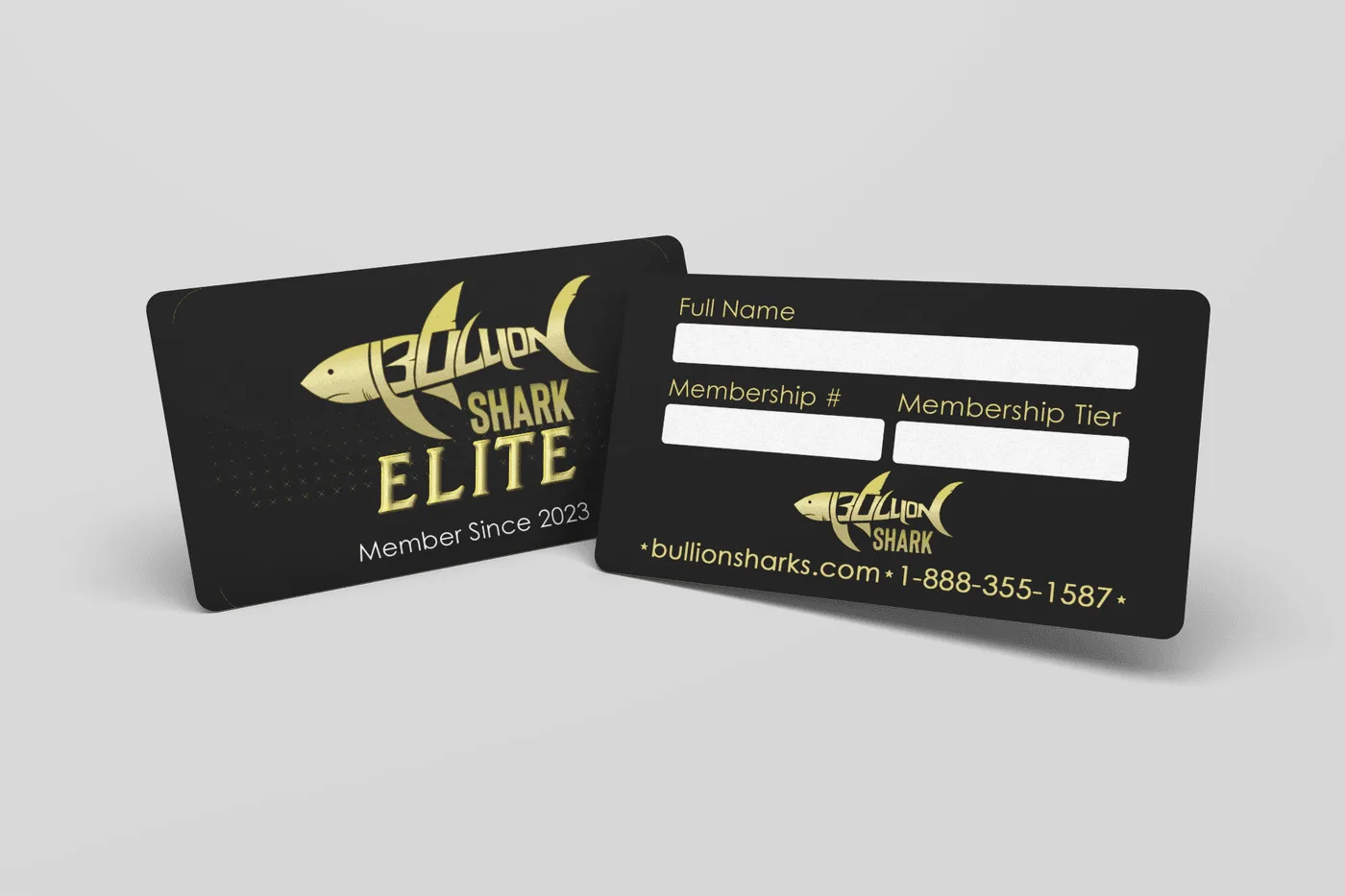 Physical membership card, gold foil logo and Member Since line on the face, blank name, number and tier fields on the reverse